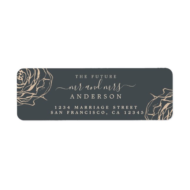 Gold Floral Future Mr Mrs Wedding Return Address (Front)