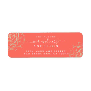 Gold Floral Future Mr Mrs Wedding Return Address
