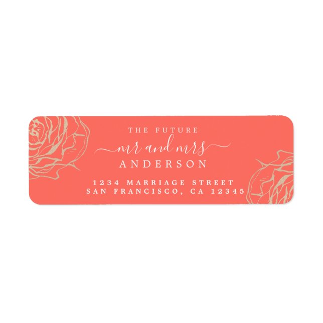 Gold Floral Future Mr Mrs Wedding Return Address (Front)