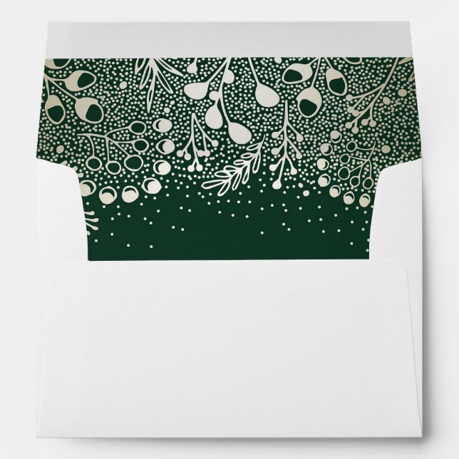 Gold Floral Garden Emerald Green wedding Envelopes (Back (Bottom))