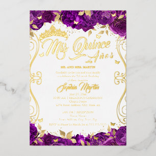 Gold Floral Garden Purple Mis Quince Quinceanera 