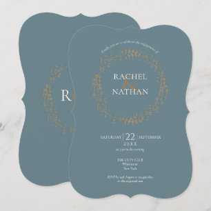 Gold Floral Garland Engagement Party Invitation