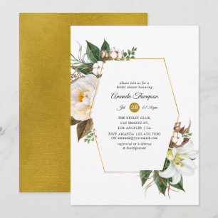 Gold Floral Geometric Bridal Shower Invitation