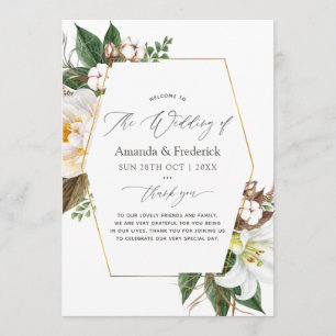 Gold Floral Geometric Wedding Programme