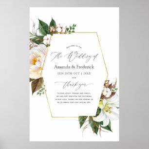 Gold Floral Geometric Wedding Welcome Poster