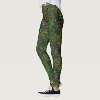 Gold Floral - Green Leggings