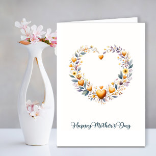 Gold Floral Heart Mother's Day Holiday Card