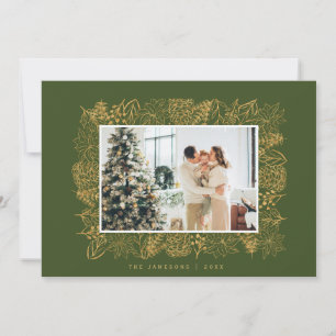 Gold Floral Holiday Card