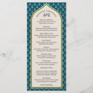 Gold Floral Indian & Hindu Wedding Program Card