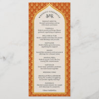Gold Floral Indian & Hindu Wedding Program Card
