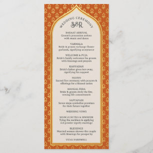 Gold Floral Indian & Hindu Wedding Program Card