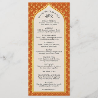 Gold Floral Indian & Hindu Wedding Program Card