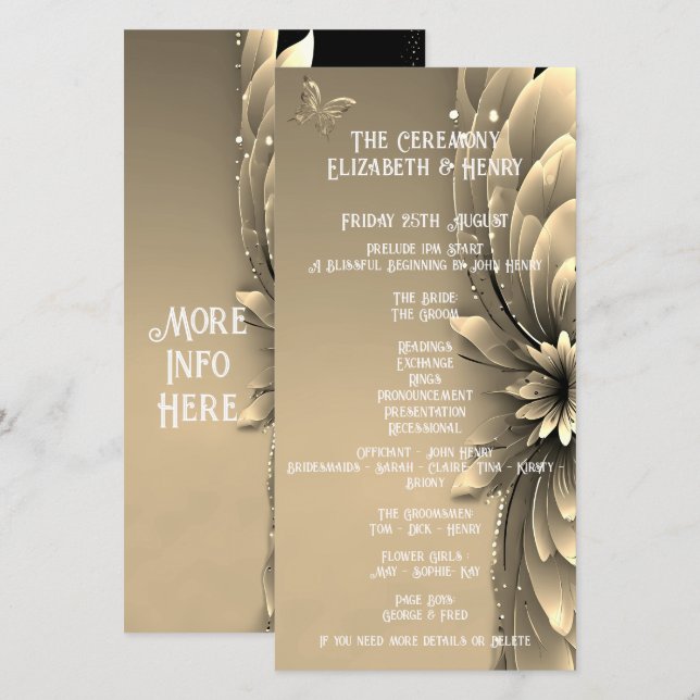 Gold floral Invitation" (Front/Back)