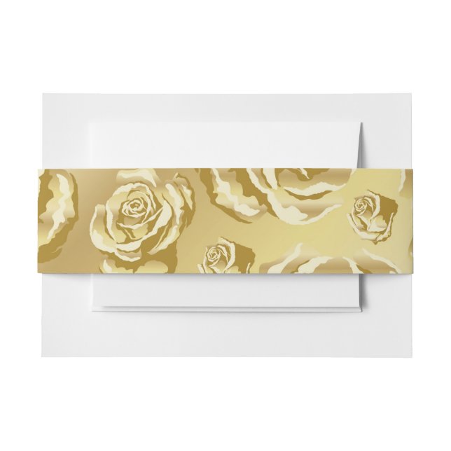 Gold Floral Invitation Belly Band (Front Example)