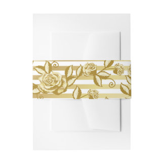 Gold Floral Invitation Belly Band