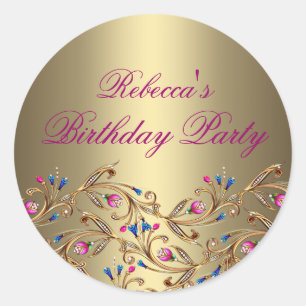 gold Floral Jewel Envelope Sticker/seal Classic Round Sticker