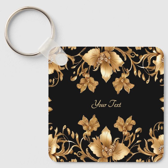 Gold Floral Keychain (Front)