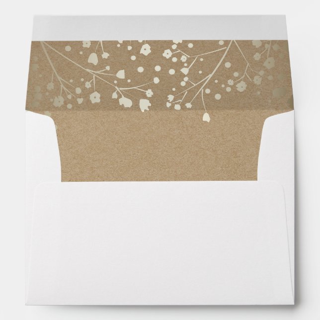 Gold Floral Kraft Vintage Garden Wedding Envelope (Back (Bottom))