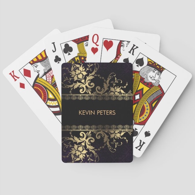 Gold Floral Lace Playing Cards (Back)