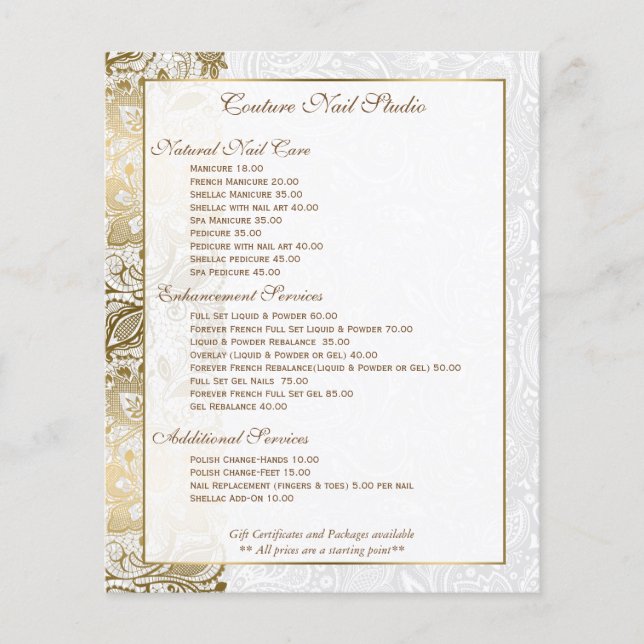 Gold Floral Lace With White Background Flyer (Front)
