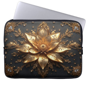 ✨ Gold Floral Laptop Sleeve Luxury Tech Gift 💻🌸