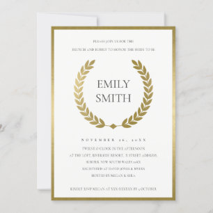 GOLD FLORAL LAUREL WREATH BRUNCH & BUBBLY INVITE