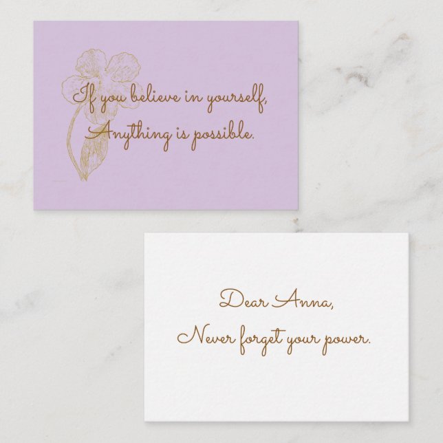 ​Gold Floral Lavender Anything Is Possible Card (Front/Back)