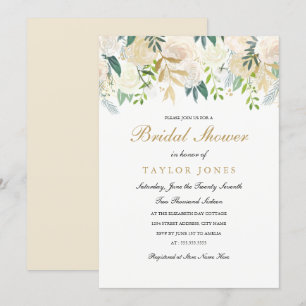 Gold Floral Leaf Bridal Shower invite
