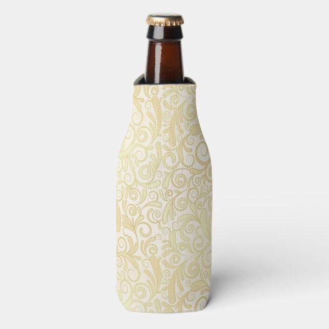 Gold floral leaves pattern bottle cooler (Bottle Front)