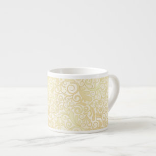 Gold floral leaves pattern espresso cup