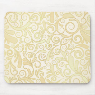 Gold floral leaves pattern mouse mat