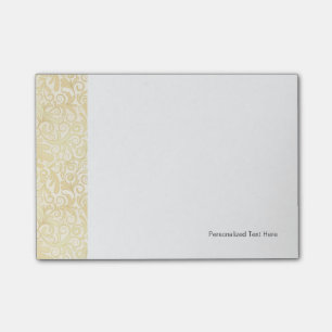 Gold floral leaves pattern post-it notes