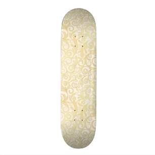 Gold floral leaves pattern skateboard