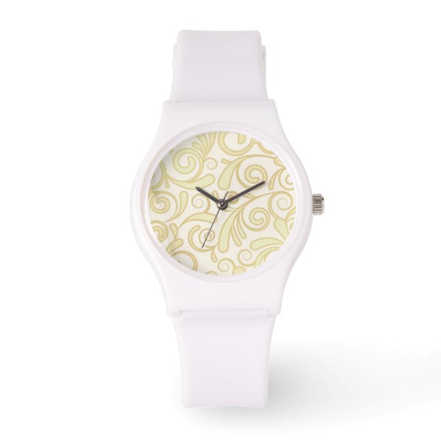 Gold floral leaves pattern watch (Front)