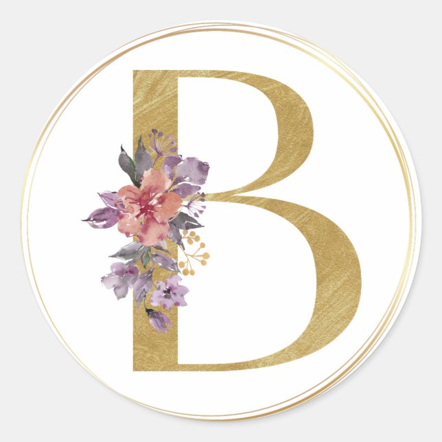 Gold Floral Letter B Monogram Seal (Front)