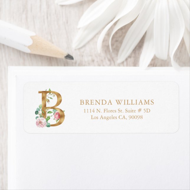 Gold floral Lettering- Monogram  B Label (Insitu)