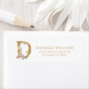 Gold floral Lettering- Monogram  D Label
