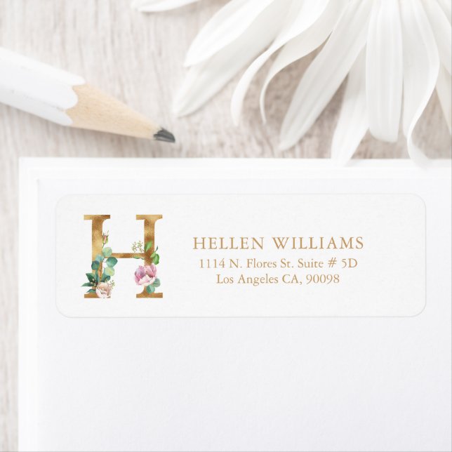 Gold floral Lettering- Monogram  H Label (Insitu)