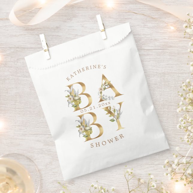 gold floral letters baby shower monogram  favour bags (Clipped)