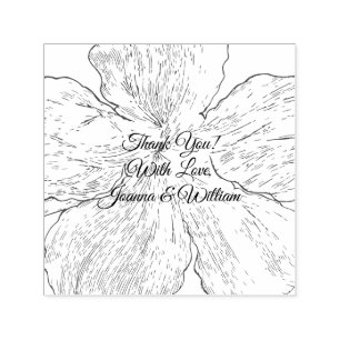 Gold Floral Line Art Botanical Wedding Thank You Self-inking Stamp