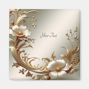 Gold Floral Magnet