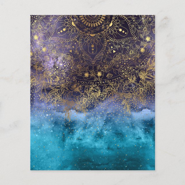 Gold floral mandala and confetti image flyer (Front)