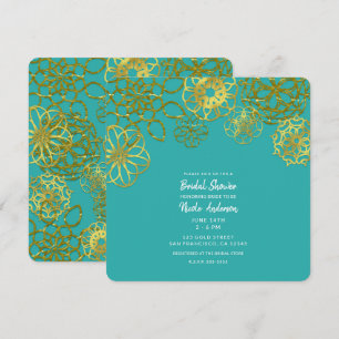 Gold Floral Mandalas Bridal Shower Engagement Invitation