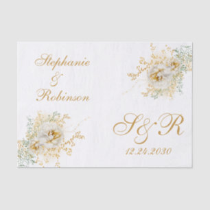 Gold Floral Monogram Logo Wedding Tissue Paper