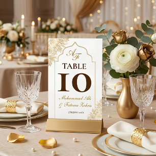 Gold Floral Mosque Elegance Muslim Table Card
