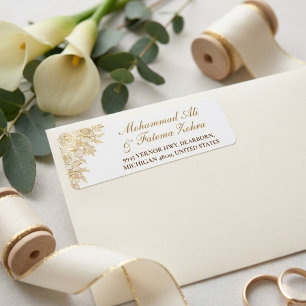 Gold Floral Mosque Elegance Muslim Wedding Address