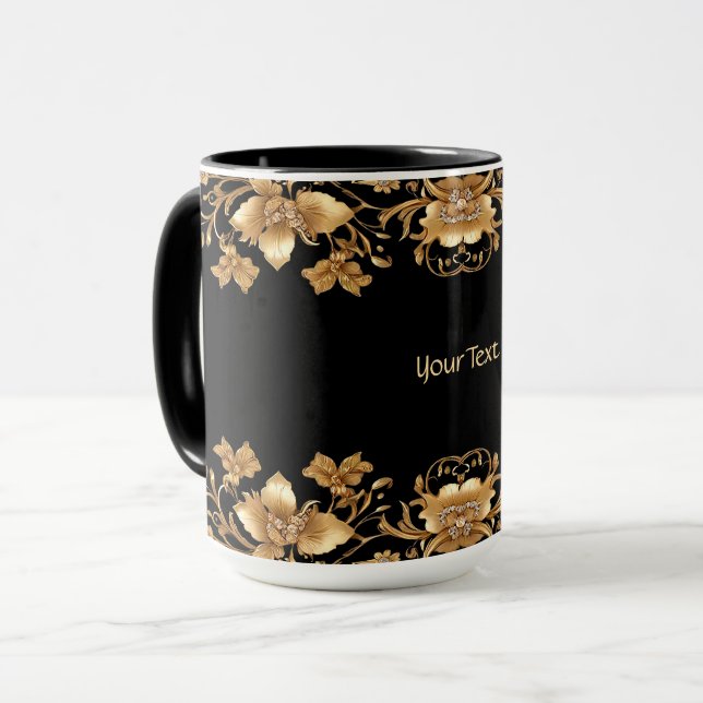 Gold Floral Mug (Front Left)
