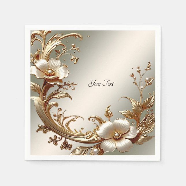 Gold Floral Napkin (Front)