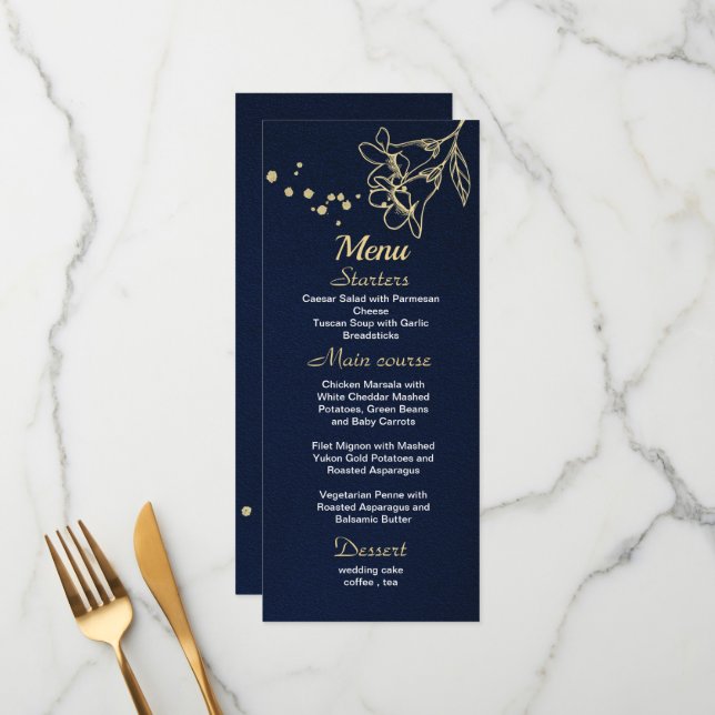  gold floral navy blue menu (Front/Back In Situ)