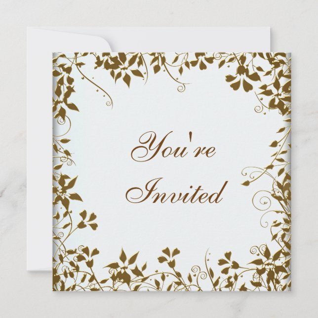 Gold Floral Party Invitation (Front)